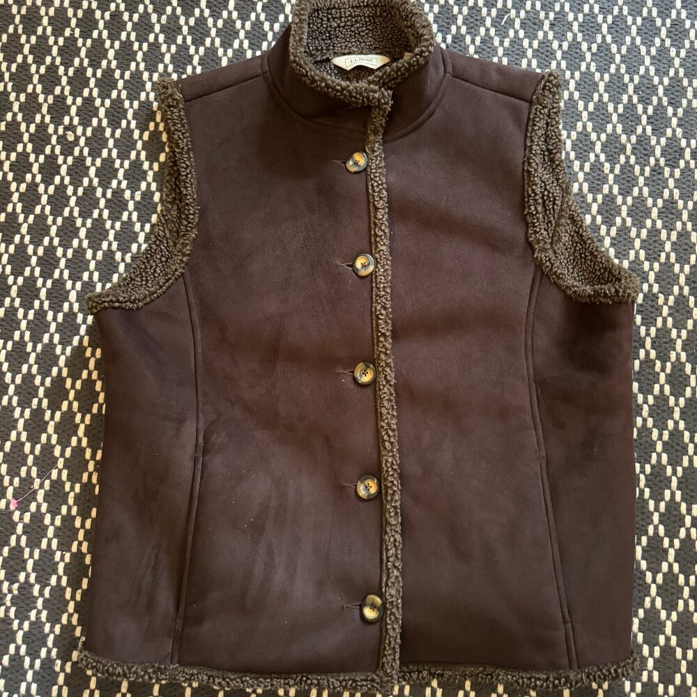Vintage LL Bean Suede Vest Women Brown